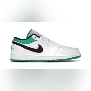 Women's Nike Air Jordan 1 Low "White Lucky Green" sneakers. 